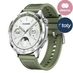 Huawei Watch Gt4, 46Mm, Stainless-Steel Body, Leather Strap - Green